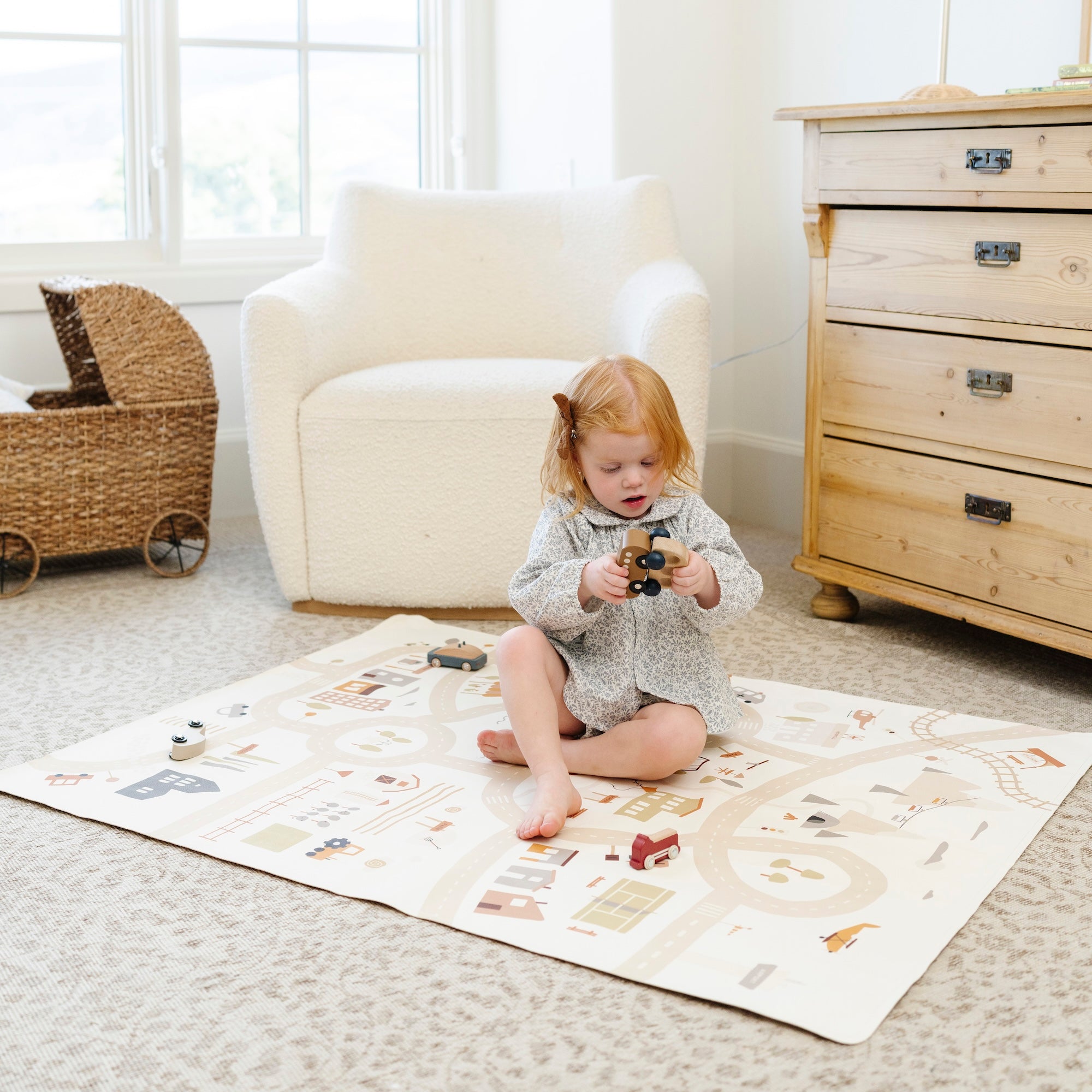 Gathre waterproof all-purpose mat in warm neutral color — minimal baby and toddler play mat