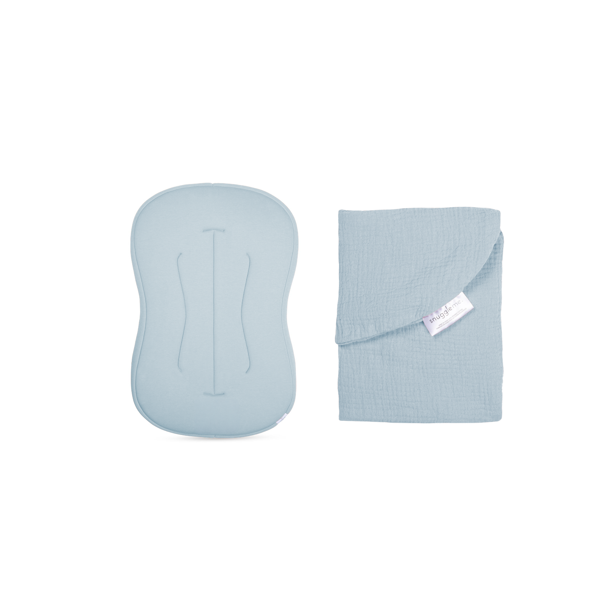 Snuggle Me Organic infant lounger with muslin cover — curved organic cotton form for newborn comfort