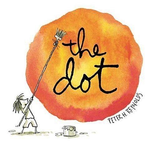 The Dot picture book by Peter Reynolds — watercolor illustration of a child making a creative mark