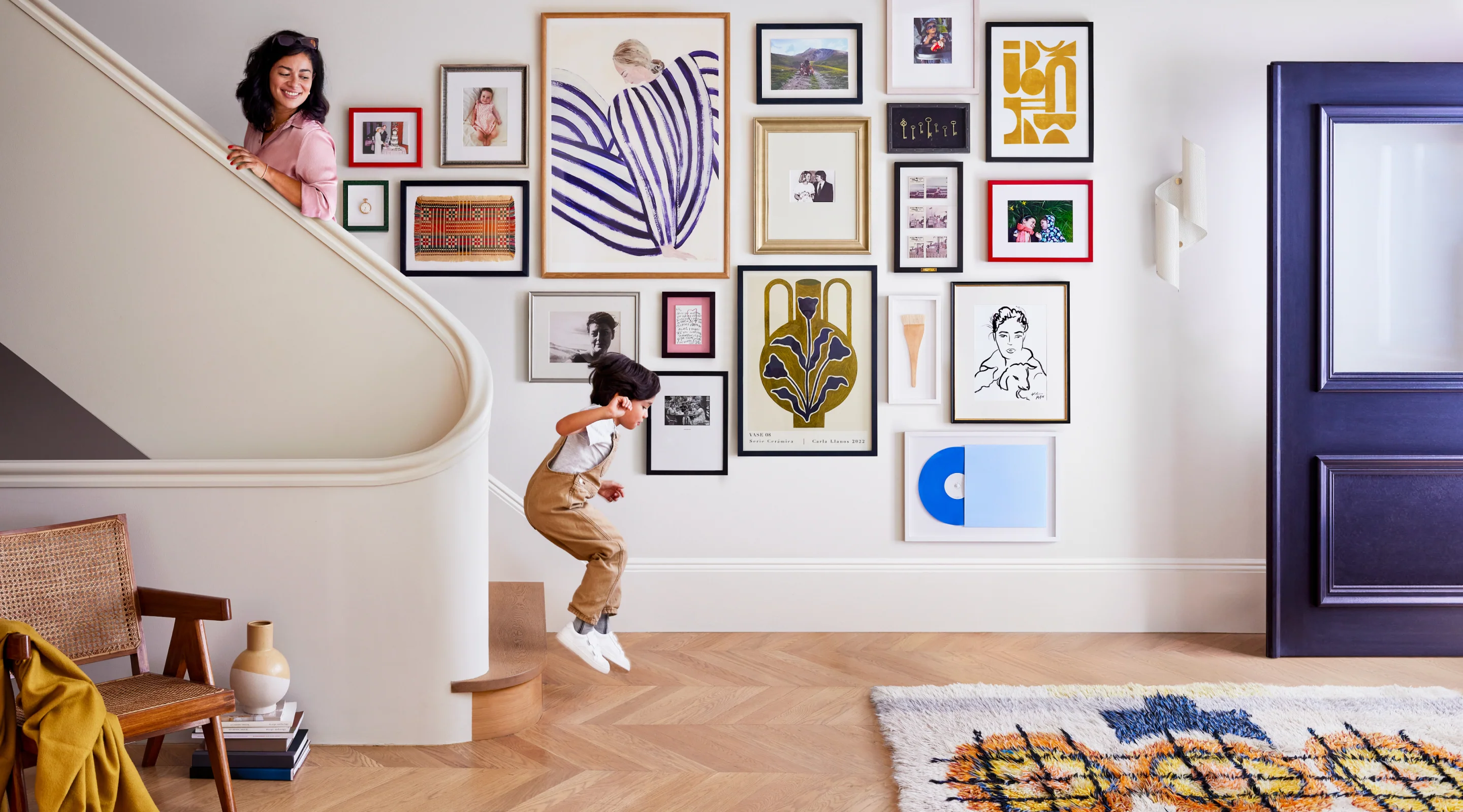 Framebridge custom framed artwork on warm home wall
