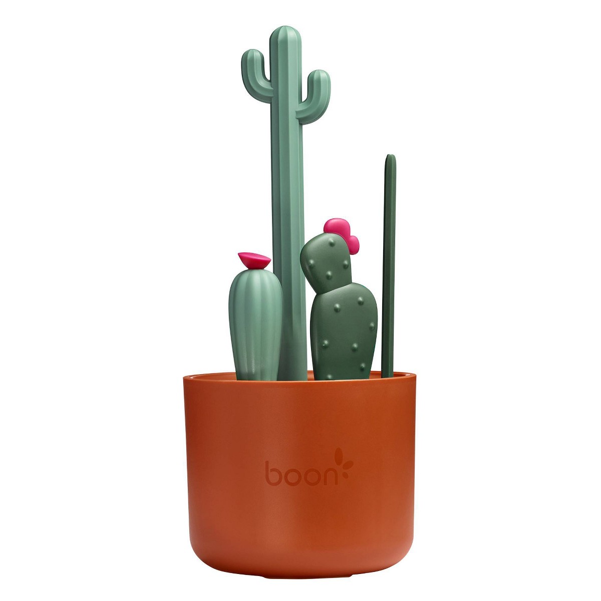 Boon Cacti Bottle Cleaning Brush Set in vase holder
