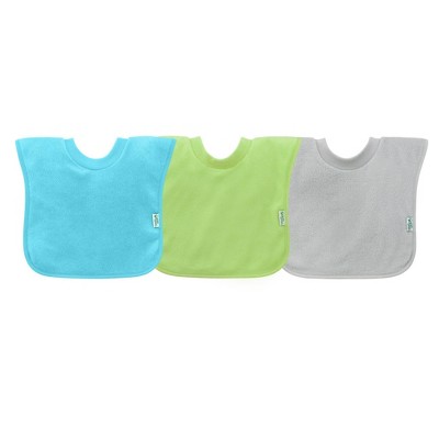 Green Sprouts Stay-Dry Pull-Over Toddler Bib set in aqua colors