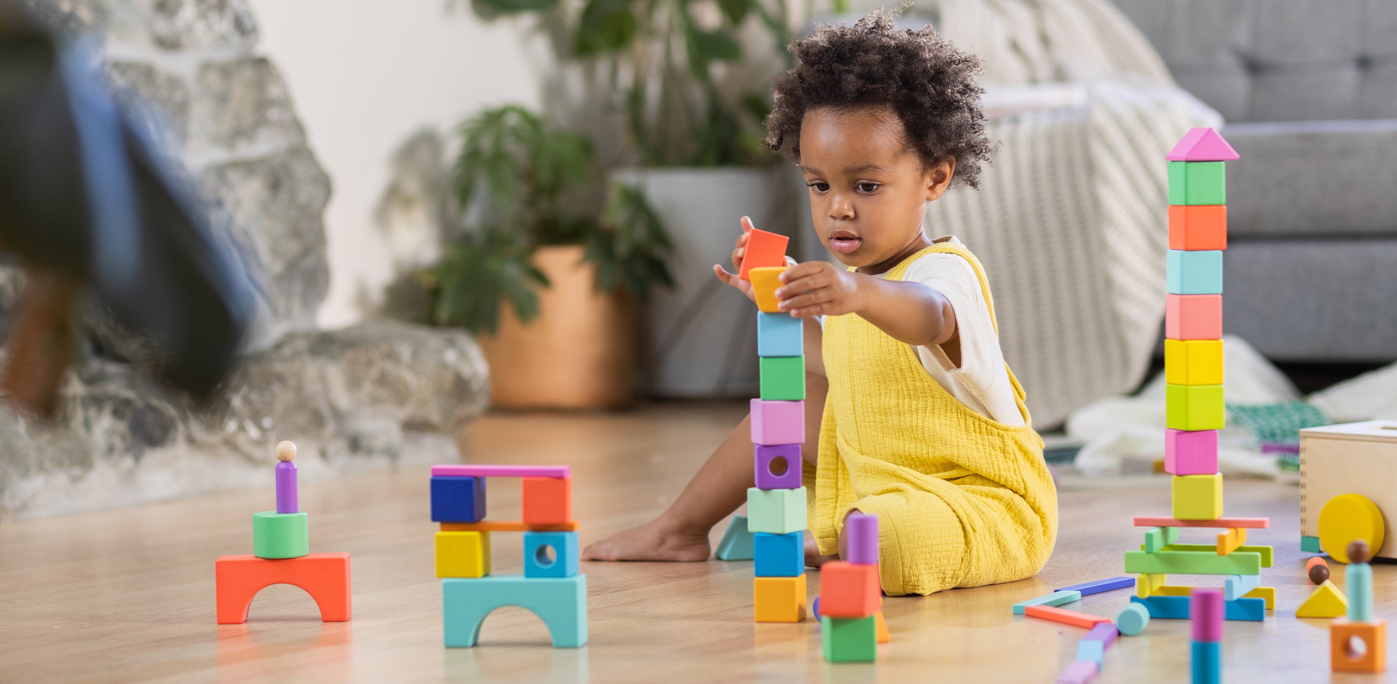 Lovevery The Block Set wooden blocks with cloth sorting bag