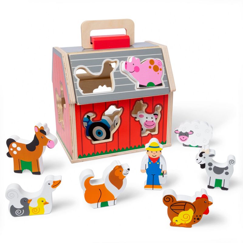Melissa & Doug Take-Along Sorting Barn with wooden farm play pieces