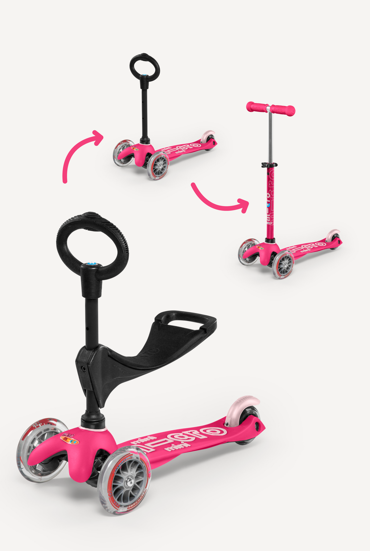 Micro Kickboard Mini 3in1 Scooter with seat and toddler handlebar