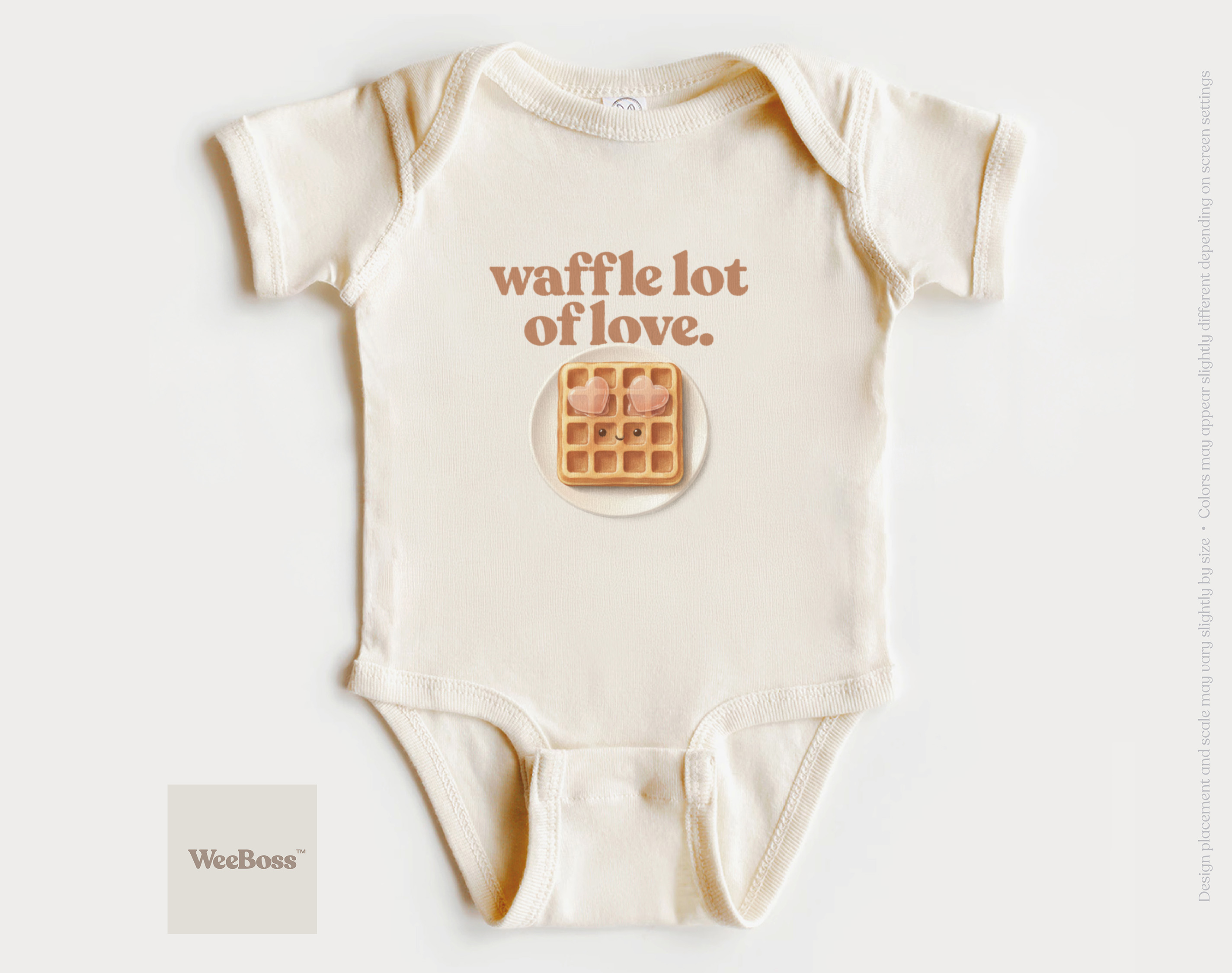 WeeBoss Waffle Lot of Love baby bodysuit — birthday breakfast first birthday outfit