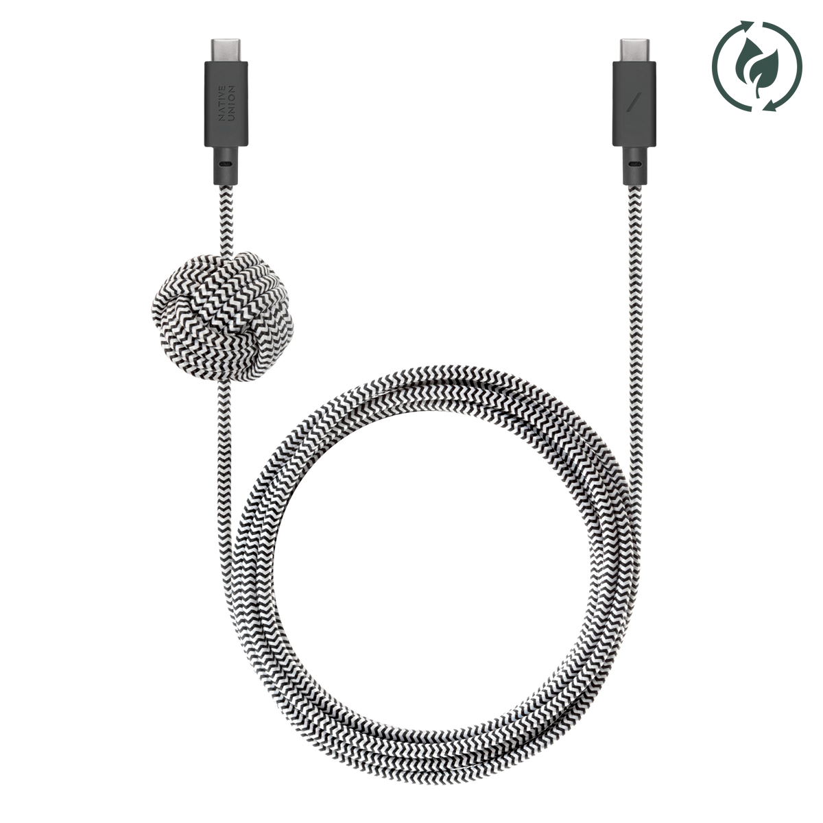 Native Union Anchor Cable 240W USB-C in zebra pattern with weighted anchor