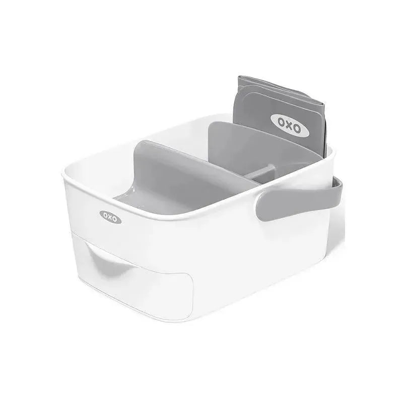 OXO Tot Travel Diaper Caddy with Changing Mat in white and gray