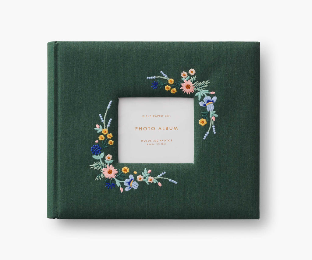 Rifle Paper Co. Wildwood Embroidered Heirloom Photo Album with floral cover