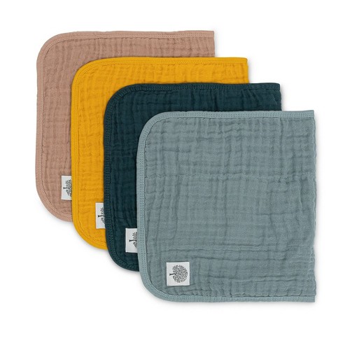 Parker Baby muslin cotton burp cloths 4-pack in dune neutral