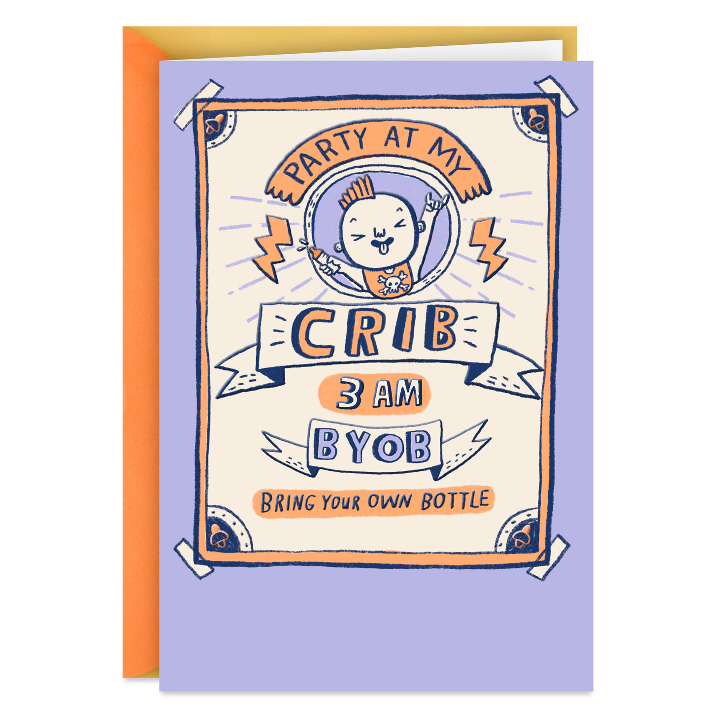 Party at My Crib funny new baby card by Hallmark Shoebox