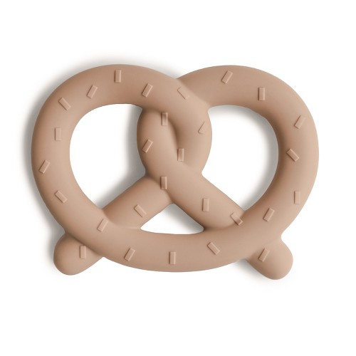 Mushie silicone pretzel teether for babies