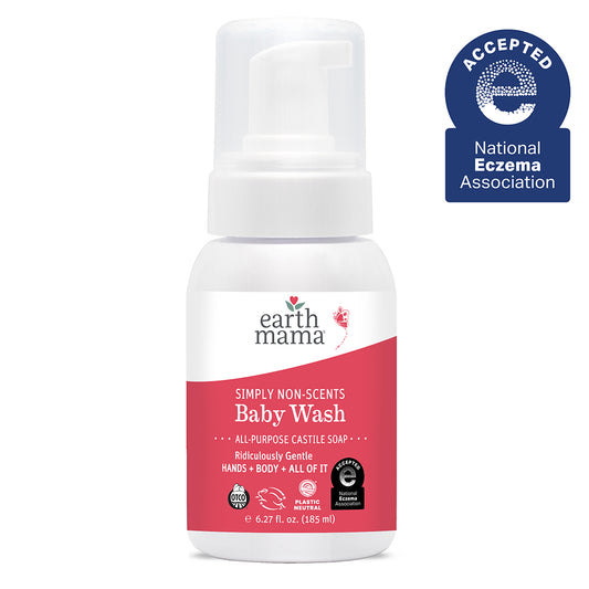 Earth Mama Organics Simply Non-Scents Castile Baby Wash fragrance-free bottle