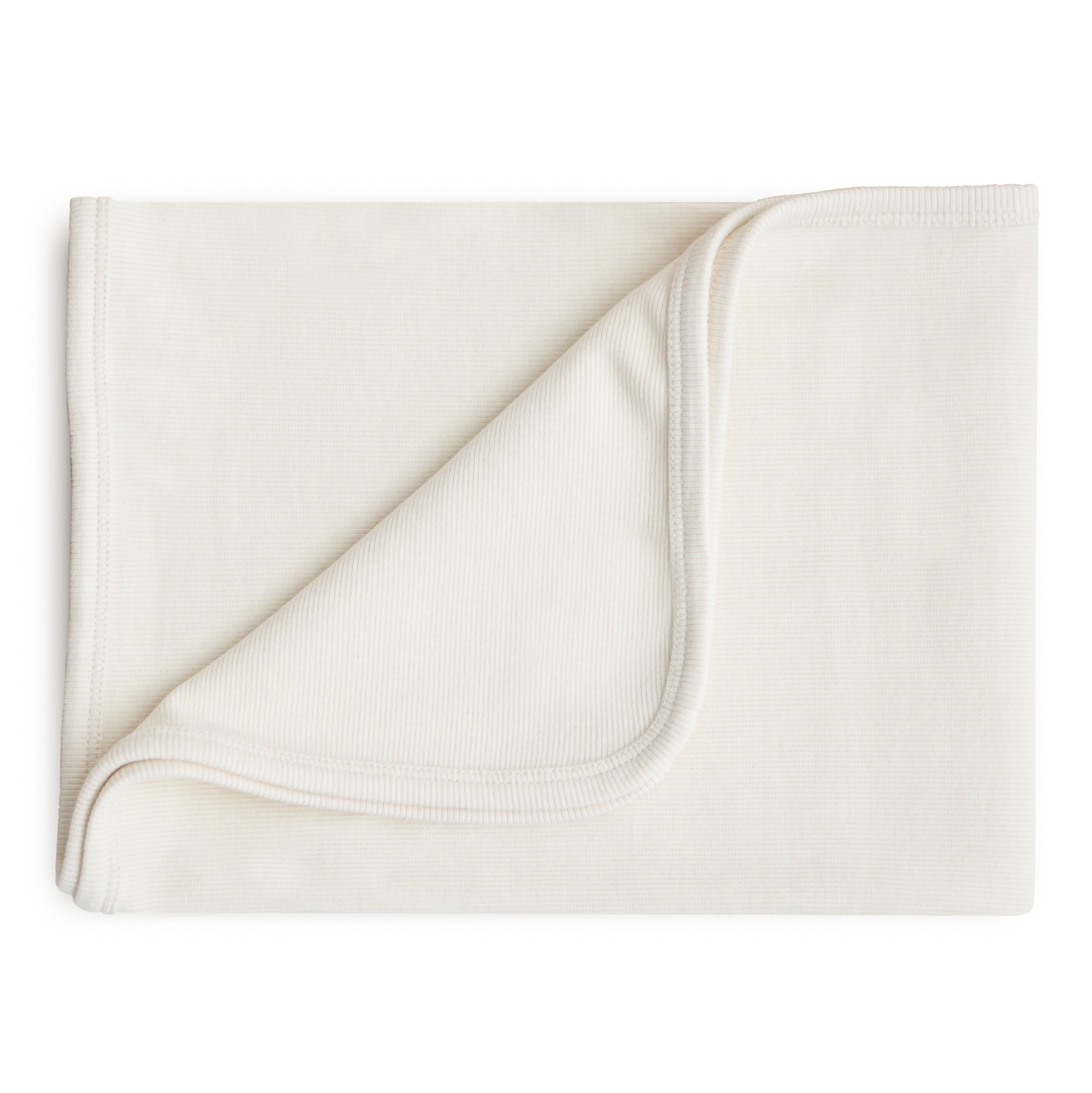 Mushie ribbed baby blanket in ivory neutral off-white