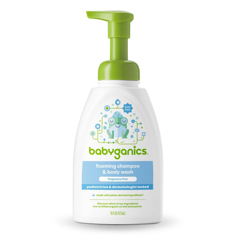 Babyganics fragrance-free baby shampoo and body wash 16oz pump bottle