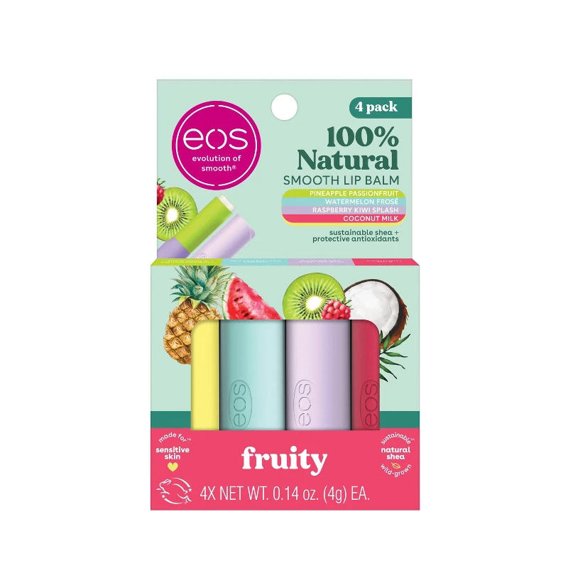 EOS 100% natural shea lip balm fruity variety pack 4-pack