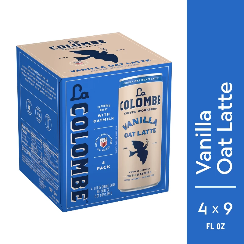La Colombe vanilla draft latte with oat milk 4-pack cans