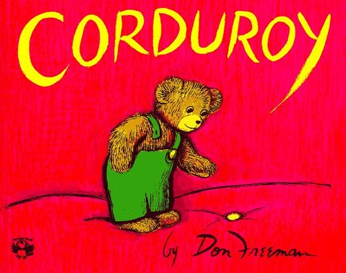 Corduroy picture book by Don Freeman classic cover with bear in green overalls