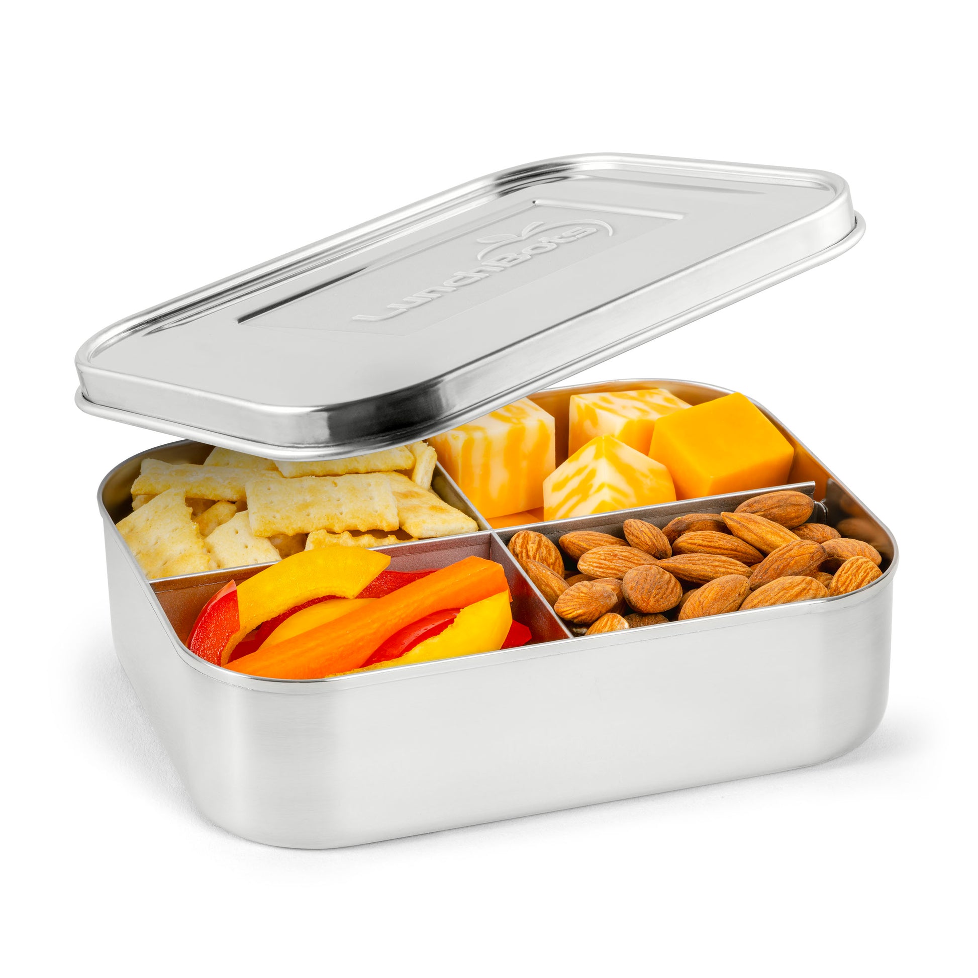 LunchBots Quad stainless steel four-section bento lunch box for toddlers