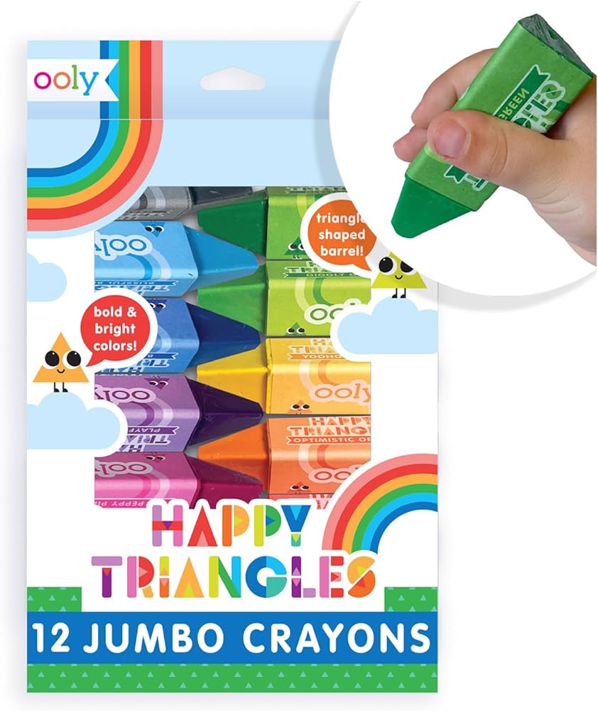 Ooly Chubby Grips crayons 24-pack in bright colors with wide triangular toddler grip