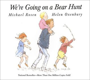 We're Going on a Bear Hunt board book by Michael Rosen with illustrated bear