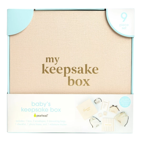 Pearhead baby My First Keepsake Box in linen beige