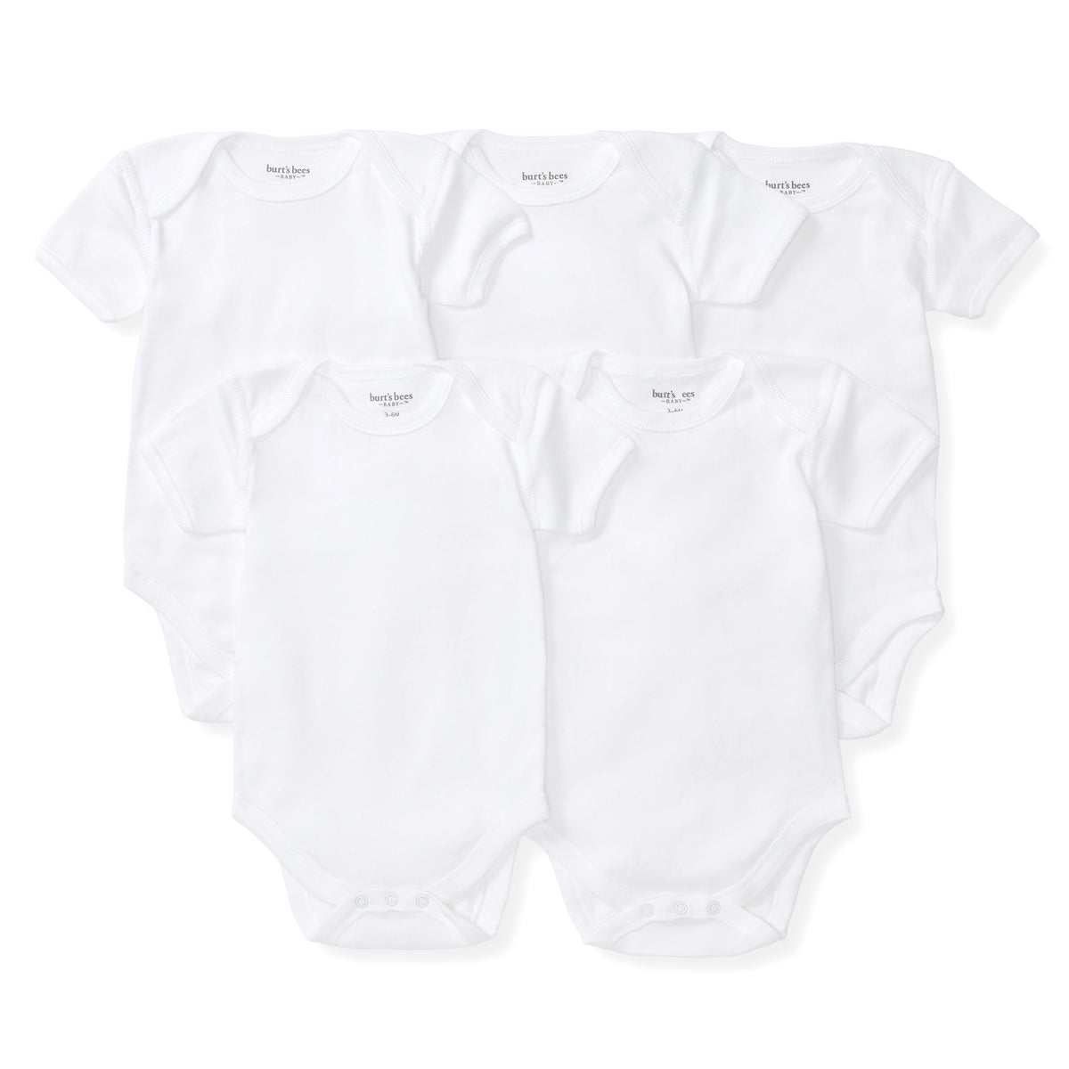 Burt's Bees Baby organic cotton short sleeve bodysuit 5-pack in neutral cloud