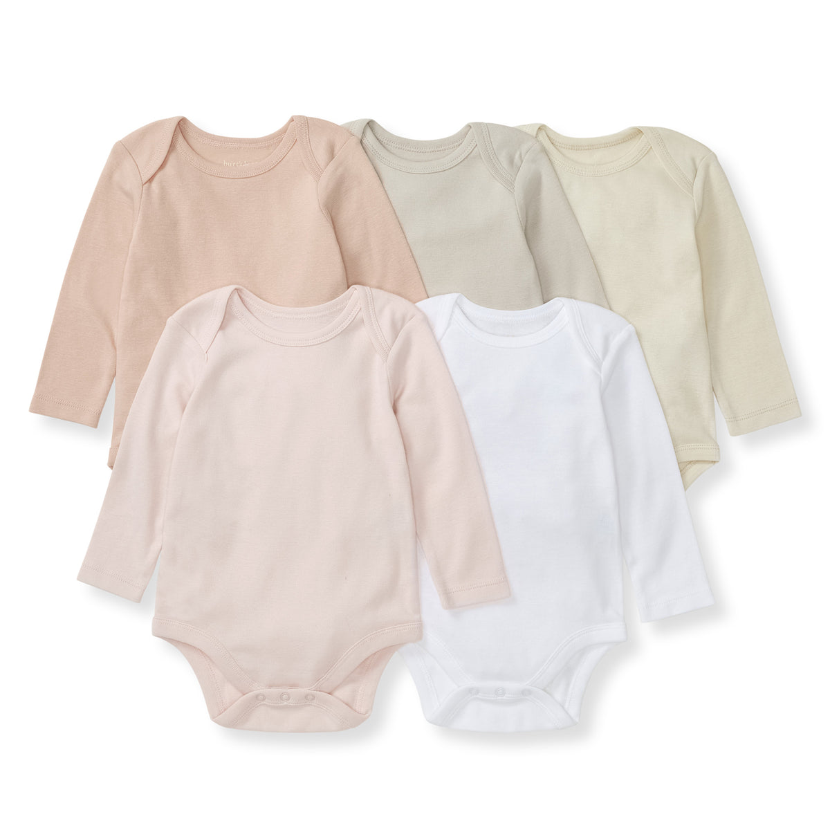 Burt's Bees Baby organic cotton long sleeve bodysuit 5-pack in pink sand