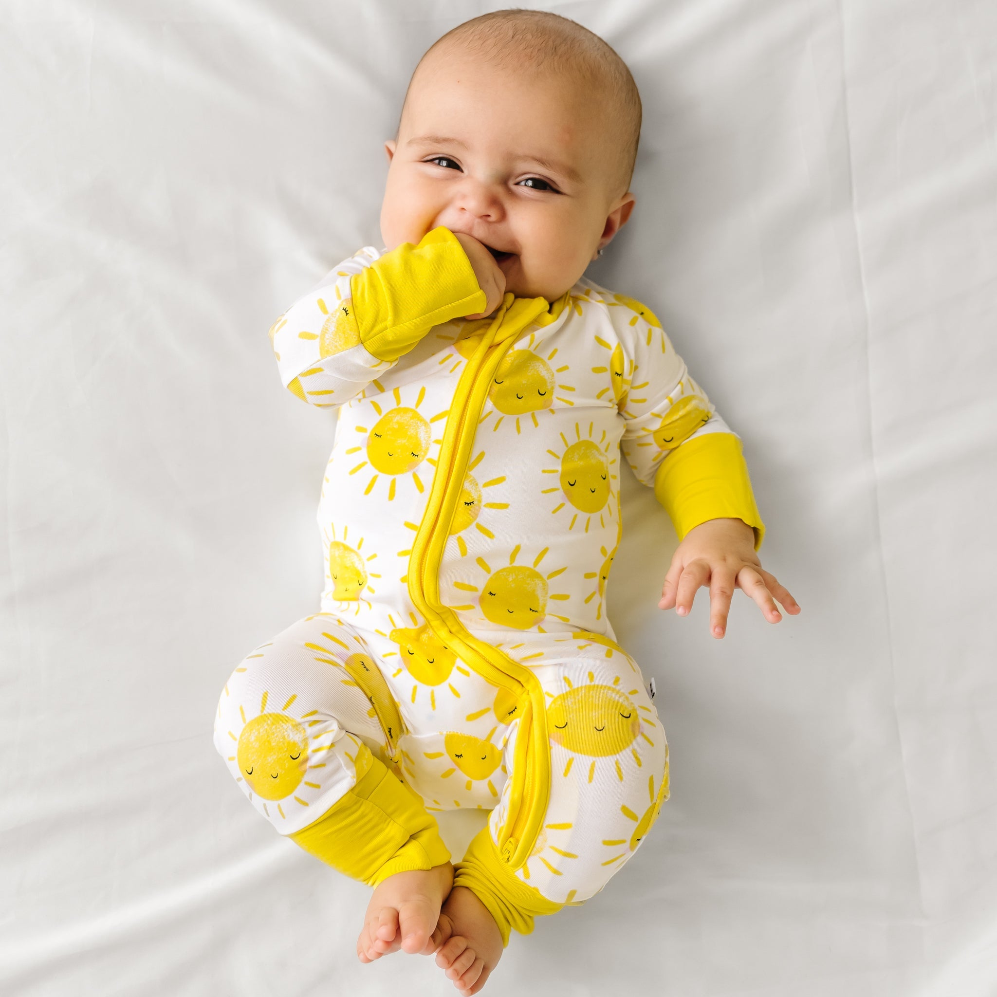 Little Sleepies bamboo viscose zip-up footie pajama in sunshine yellow